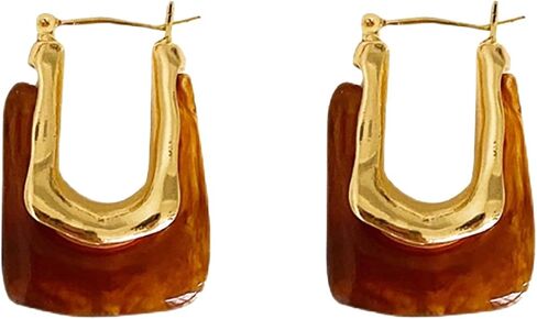 Resin U Shaped Hoop Earring Women Acrylic Irregular Geometric Huggie Earrings in Kuwait