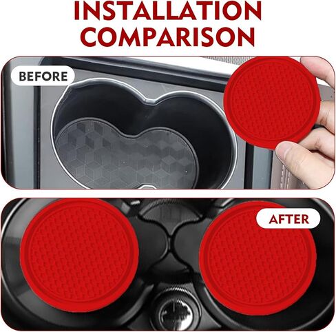 4 PCS Automobile Cup Holder Coaster, 2.75 Inch Cup Holders Embedded in Ornaments Coaster Accessories, PVC Soft Glue Non Slip Shockproof, Suitable for Most Cars, SUVs, Trucks (Red) in Saudi Arabia