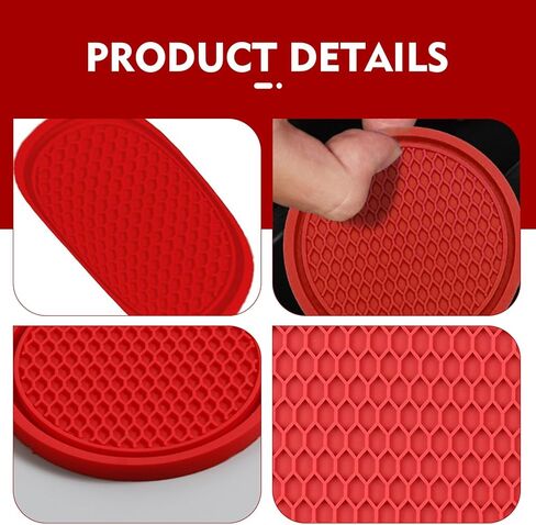 4 PCS Automobile Cup Holder Coaster, 2.75 Inch Cup Holders Embedded in Ornaments Coaster Accessories, PVC Soft Glue Non Slip Shockproof, Suitable for Most Cars, SUVs, Trucks (Red) in Saudi Arabia