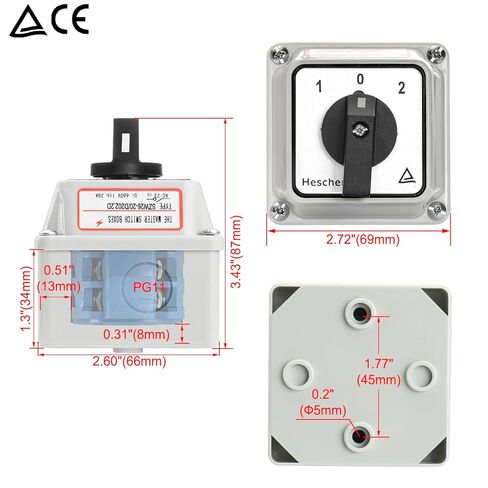 Universal Rotary Cam Selector Changeover Switch SZW26-20/D202.2D with Master Switch Exterior Box LW28-20/4 660V 20A ON-OFF-ON 3 Position 2 Phase 8 Terminals CE in Saudi Arabia