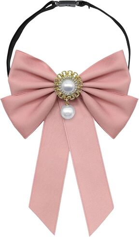 ربطة عنق للأطفال، ربطة عنق شريطية للفتيات مربوطة مسبقًا مع لؤلؤ للاحتفال بالزي المدرسي غير رسمي in Kuwait