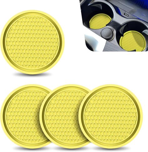 4 PCS Automobile Cup Holder Coaster, 2.75 Inch Cup Holders Embedded in Ornaments Coaster Accessories, PVC Soft Glue Non Slip Shockproof, Suitable for Most Cars, SUVs, Trucks (Red) in Saudi Arabia
