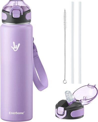 زجاجة مياه معزولة من إنيربون، زجاجات مياه من الفولاذ المقاوم للصدأ سعة 32 أونصة مع حزام للحمل، ترمس عازل مزدوج الجدار، زجاجة رياضية مضادة للتسرب مع مصاصة، تحافظ على المشروبات ساخنة أو باردة لساعات in Kuwait