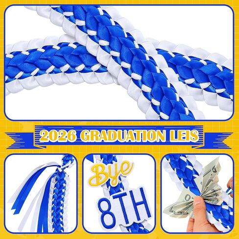 8th Grade 2026 Graduation Leis Class of 2026 Graduation Ribbon Leis 47 Inch 8th Grade Braided Ribbon Necklace Decorations for High School University Grad Party Accessories in Saudi Arabia