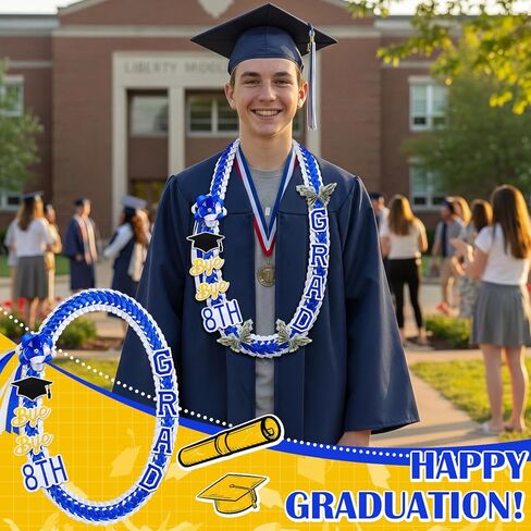 8th Grade 2026 Graduation Leis Class of 2026 Graduation Ribbon Leis 47 Inch 8th Grade Braided Ribbon Necklace Decorations for High School University Grad Party Accessories in Saudi Arabia