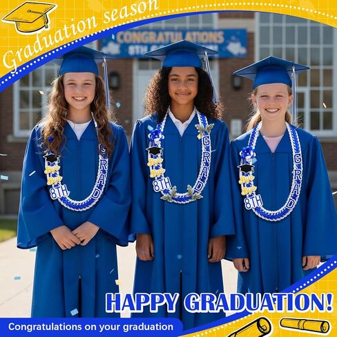8th Grade 2026 Graduation Leis Class of 2026 Graduation Ribbon Leis 47 Inch 8th Grade Braided Ribbon Necklace Decorations for High School University Grad Party Accessories in Saudi Arabia