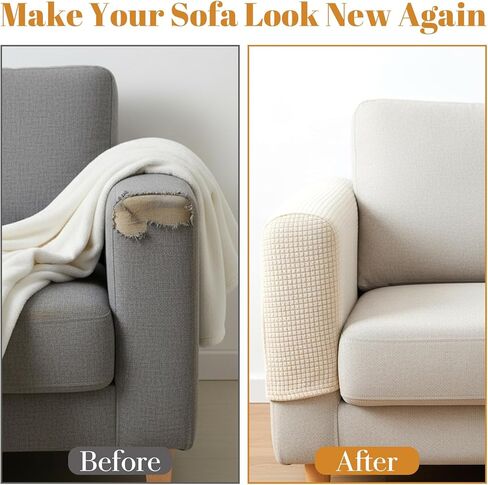 Couch Armrest Covers,Soft Sofa Arm Covers Set of 2, Stretch Arm Chair Cover for Recliners for Protect Chairs/Sofas Machine Washable, Khaki in Saudi Arabia