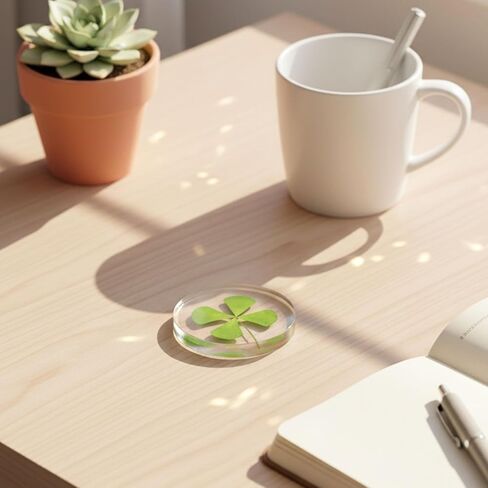 St. Patrick's Day Real Four Leaf Clover, Good Luck Charm Pocket Token, Irish Gifts for Friends, Family, 1.96" (Large Size - Real Four Leaf Clover Pocket Token) in Saudi Arabia
