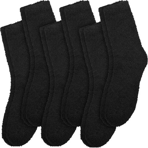 Jspupifip Fluffy Socks for Women 6 Pairs Soft Home Slipper Winter Fluffy Sleeping Christmas Socks Black in Saudi Arabia