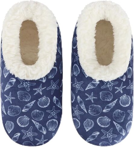 Snoozies Seaside Garden Cozy Womens Slipper Socks with Grips, Sherpa-Lined Non-Slip House Slippers for Women in Saudi Arabia