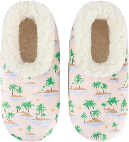 جوارب Snoozies Seaside Garden المريحة للنساء مع مقابض، شبشب منزل مبطن بقماش الشيربا غير قابل للانزلاق للنساء in Kuwait