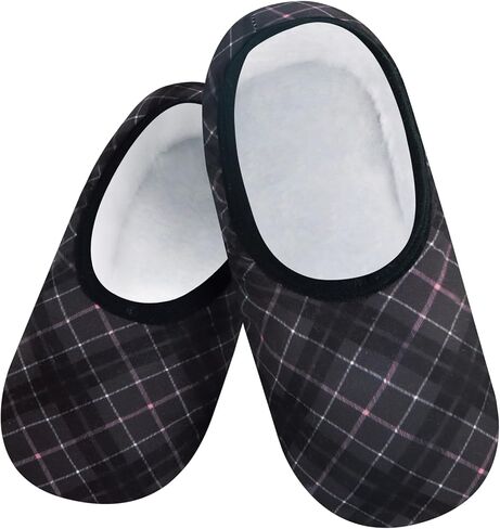 Snoozies Cozy Womens Slipper Socks with Grips Plaid Lines Sherpa-Lined Non-Slip House Slippers in Saudi Arabia