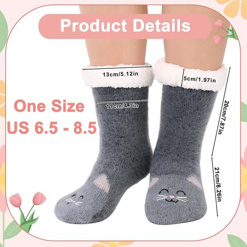 Fuzzy Slipper Socks for Women with Grippers, 2 Pair Winter Warm Cozy Fuzzy Slipper Soft Fluffy Sleep Socks for Women Girls in Saudi Arabia