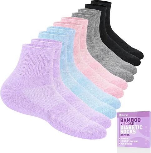 Diabetic Socks for Women Men,5 Pairs Non Binding Diabetic Ankle Wide Stretchy Loose Seamless Socks 7-9 9-11 in Kuwait