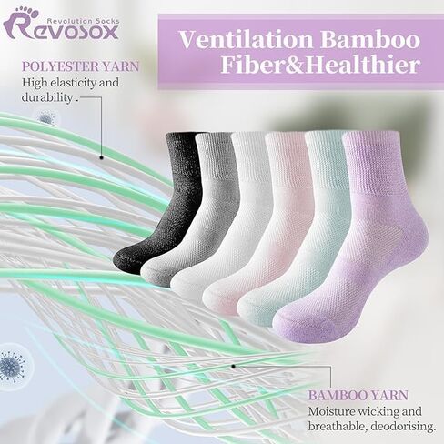 Diabetic Socks for Women Men,5 Pairs Non Binding Diabetic Ankle Wide Stretchy Loose Seamless Socks 7-9 9-11 in Kuwait