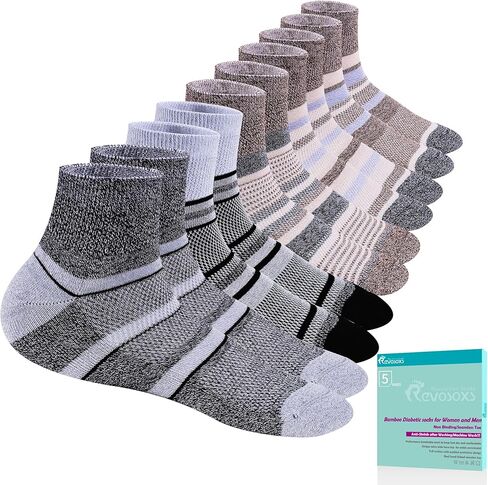 Diabetic Socks for Women Men,5 Pairs Non Binding Diabetic Ankle Wide Stretchy Loose Seamless Socks 7-9 9-11 in Kuwait
