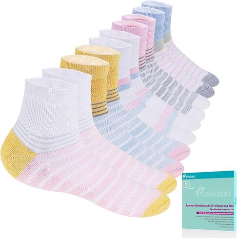Diabetic Socks for Women Men,5 Pairs Non Binding Diabetic Ankle Wide Stretchy Loose Seamless Socks 7-9 9-11 in Kuwait