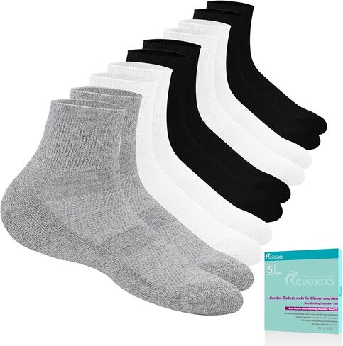 Diabetic Socks for Women Men,5 Pairs Non Binding Diabetic Ankle Wide Stretchy Loose Seamless Socks 7-9 9-11 in Kuwait