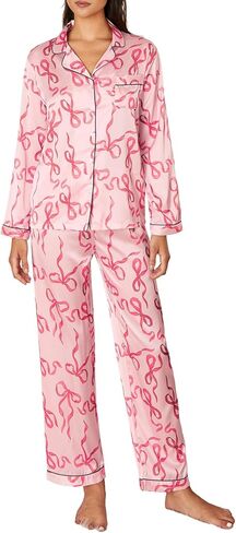Juakoso Valentine's Day Pajamas Sets Women Cute Pink Heart Print Pjs Sets Shirt Top Pants 2 Piece Sets Sleepwear in Kuwait