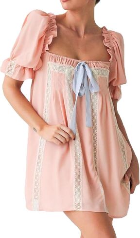 ثوب نوم نسائي Y2k بأكمام قصيرة منتفخة فستان بيبي دول ملابس نوم in Kuwait