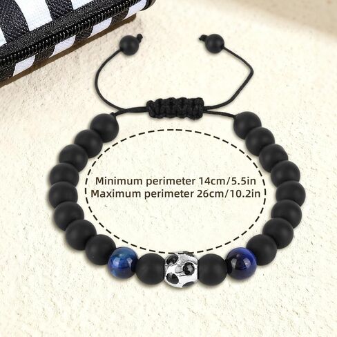 Soccer Bracelet with Card, Adjustable Sport Charm Bracelet Dainty Sport Theme Jewelry Football Team Accessories for Father Players Fans Birthday Holiday Graduation Jewelry Gifts in Saudi Arabia