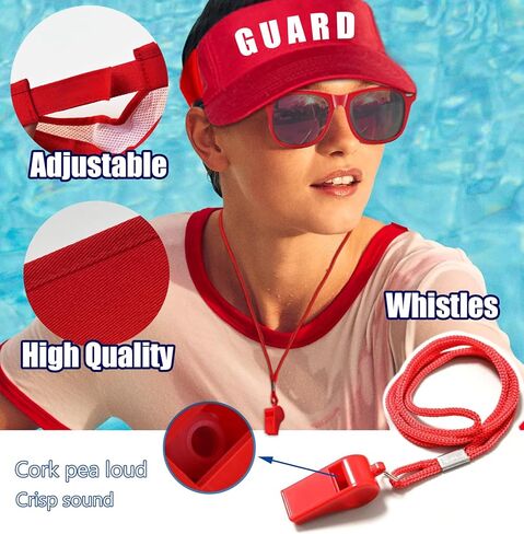7 Pcs Guard Costume Set for Women Men Fanny Pack Sunglasses Whistle Lifeguard Accessories for Cosplay Party Dress Up in Kuwait
