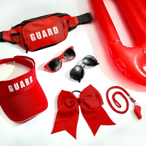 7 Pcs Guard Costume Set for Women Men Fanny Pack Sunglasses Whistle Lifeguard Accessories for Cosplay Party Dress Up in Kuwait