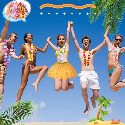 Atonofun 60 قطعة Leis لحفلة Luau، زخارف هاواي Leis السائبة الملونة زهرة استوائية قلادة إكليل هاواي للأطفال البالغين لوازم حفلات شاطئ هاواي Luau in Kuwait