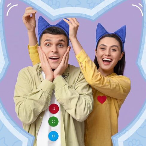 6 Set Blue Cat Costume Set Include Blue Cat Ear Headband with Tail Button Patches Heart Felt Stickers for 100th Day of School Stage Cosplay Read Book Day Dress up Halloween Costume in Saudi Arabia