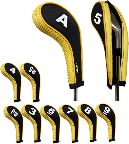 Andux Number Print Golf Iron Club Head Covers with Zipper Long Neck 10pcs/Set in Kuwait