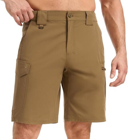 شورت تكتيكي للرجال مقاس 10.5 بوصة مقاوم للتمزق في الهواء الطلق شورت للتنزه سيرًا على الأقدام والتخييم مع 6 جيوب in Kuwait