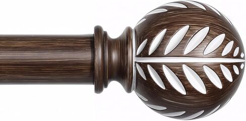 قضبان ستائر بوهو من الخشب الداكن من BRIOFOX للنوافذ من 66 إلى 120 بوصة - قضبان ستائر شديدة التحمل بقطر 1 بوصة مع تشطيبات نمط أوراق الحبوب الخشبية المقلدة، مجموعة قضبان ستائر زخرفية قابلة للتعديل، 28-120 بوصة in Kuwait