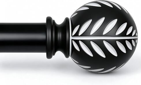BRIOFOX Dark Wood Boho Curtain Rods for Windows 66 to 120 Inch - 1 inch Diameter Heavy Duty Curtain Rods with Imitation Wood Grain Leaf Pattern Finials,Adjustable Decorative Curtain Rods Set,28-120'' in Saudi Arabia