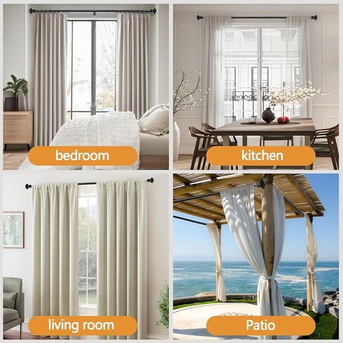 Black Iron Curtain Rod for Windows 32in to 144in With Modern Square Style finials, 1inch Diameter Adjustable Heavy Duty Indoor/Outdoor Black Rust Resistant Iron in Saudi Arabia