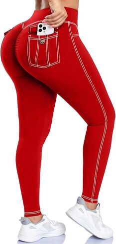SEASUM Cargo Workout Leggings with Pockets for Women Scrunch Butt Lifting Gym Denim-Look Yoga Pants in Saudi Arabia