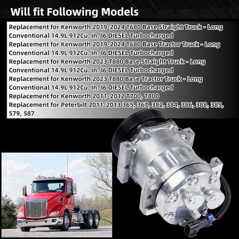 F691015111 استبدال ضاغط مكيف الهواء الجديد لـ Peterbilt 2011-2013 389 579 587 Kenworth 2019-2024 T680 Kenworth 2011-2012 T700 T800 استبدال #F69-1015-111 F69-1028-111 Vahaha in Saudi Arabia