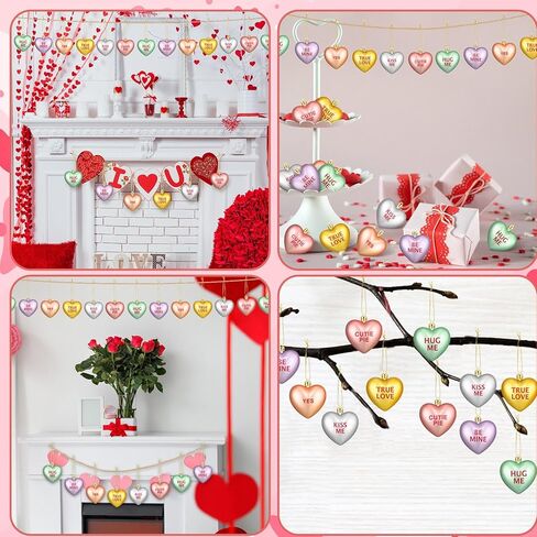 Lyrow البلاستيك محادثة قلوب الحلوى الحب شكل رسالة الحلوى السحر الملونة عيد الحب ديكور القلب الحلي شنقا DIY بها بنفسك صنع المجوهرات سوار قلادة سلسلة المفاتيح in Kuwait