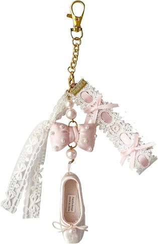 Cute And Fashionable Ballet Shoe Keychain, Suitable For Shoulder Bags, Wallets, Lace Shoulder Bag Charms (Black) in Saudi Arabia