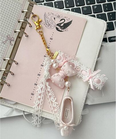 Cute And Fashionable Ballet Shoe Keychain, Suitable For Shoulder Bags, Wallets, Lace Shoulder Bag Charms (Black) in Saudi Arabia
