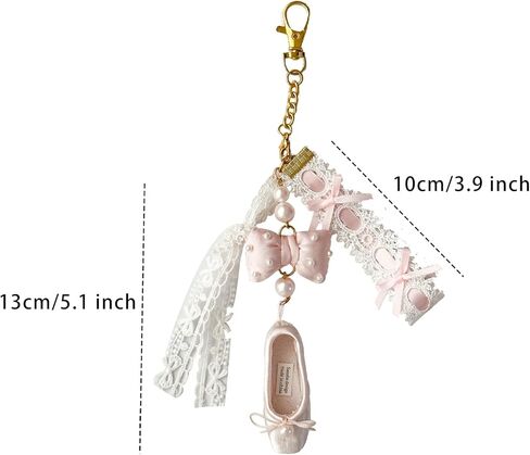 Cute And Fashionable Ballet Shoe Keychain, Suitable For Shoulder Bags, Wallets, Lace Shoulder Bag Charms (Black) in Saudi Arabia