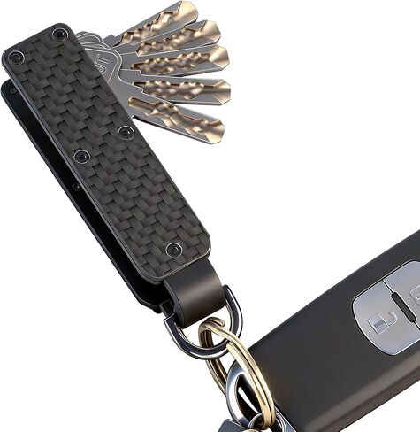 Key Organizer – Minimalist Metal Key Holder for 1-5 Keys, Compact Keychain with Clip, Noiseless & Sleek Design for Men and Women (Carbon Fiber) in Saudi Arabia