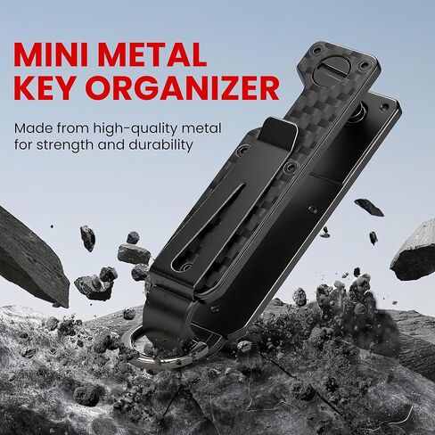 Key Organizer – Minimalist Metal Key Holder for 1-5 Keys, Compact Keychain with Clip, Noiseless & Sleek Design for Men and Women (Carbon Fiber) in Saudi Arabia
