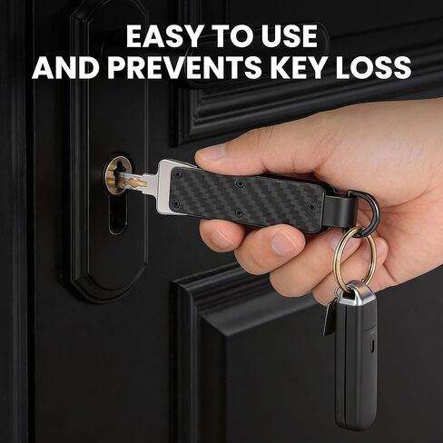 Key Organizer – Minimalist Metal Key Holder for 1-5 Keys, Compact Keychain with Clip, Noiseless & Sleek Design for Men and Women (Carbon Fiber) in Saudi Arabia