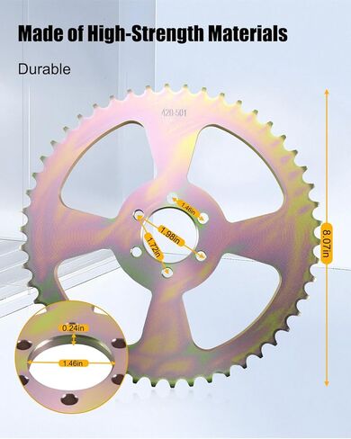 سلسلة خلفية 50T ضرس 6 فتحات #420 لحافة عجلة 6 بوصة تناسب Coleman CT100U CC100X Baja DB30 Monster Mega Moto Motovox MBX10 دراجة صغيرة in Kuwait