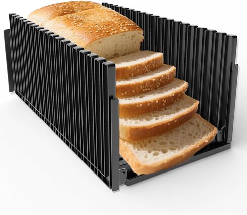 Bread Slicer for Homemade Breads, Adjustable Thickness Slicing Guide, Foldable Portable Bread Cutter Suitability for Homemade Breads, Bagel,Cakes - Kitchen Gadget, Baking Tool & Gift (White) in Saudi Arabia