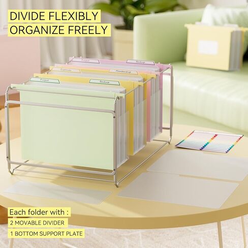 ThinkTex Extra Capacity Plastic Hanging File Folders, 4.72 Inch 8 Pack Reinforced Expanding Hang Folders Letter Size，Accordion Pocket with Movable Dividers,Heavy Duty for Filing Cabinet, Home Office in Saudi Arabia