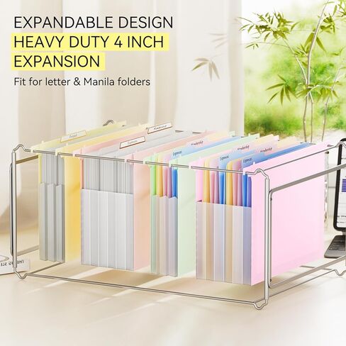 ThinkTex Extra Capacity Plastic Hanging File Folders, 4.72 Inch 8 Pack Reinforced Expanding Hang Folders Letter Size，Accordion Pocket with Movable Dividers,Heavy Duty for Filing Cabinet, Home Office in Saudi Arabia