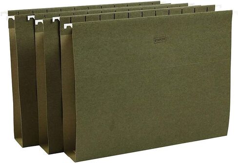 Staples Heavy‑Duty Box‑Bottom Hanging File Folders, Legal Size, 2" Expansion, 1/5‑Cut Tabs, Standard Green – 25/Box in Saudi Arabia