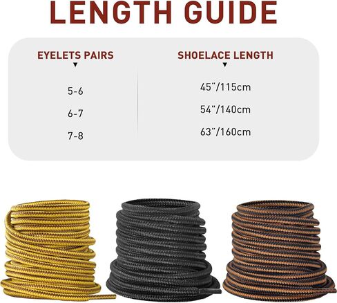 2Pairs Boot Laces for Timberland Hiking, 3/16"(4.5mm) Heavy Duty Round Shoelaces Replacement Strings for Work Boots in Saudi Arabia