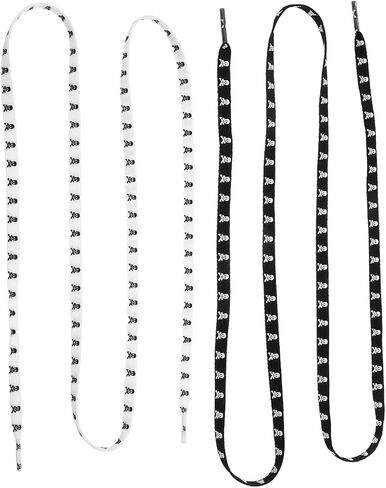 زوجان من أربطة الأحذية المسطحة على شكل جمجمة للأحذية الرياضية، أربطة قطنية مطبوعة باللونين الأبيض والأسود مقاس 120 سم، أربطة أحذية قماشية قوطية للرجال، إكسسوارات أحذية رياضية كاجوال in Kuwait